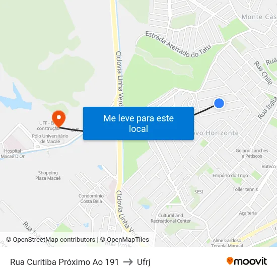 Rua Curitiba Próximo Ao 191 to Ufrj map