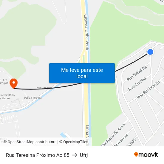 Rua Teresina Próximo Ao 85 to Ufrj map