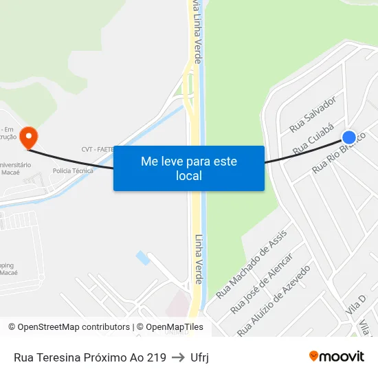 Rua Teresina Próximo Ao 219 to Ufrj map