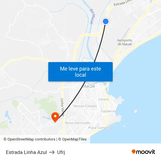 Estrada Linha Azul to Ufrj map