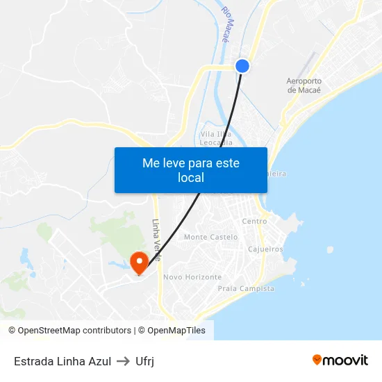 Estrada Linha Azul to Ufrj map