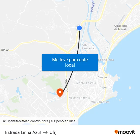 Estrada Linha Azul to Ufrj map