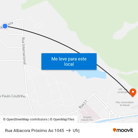 Rua Albacora Próximo Ao 1045 to Ufrj map