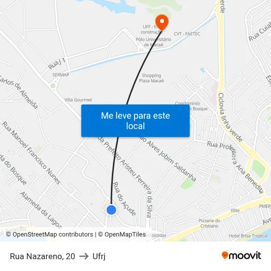 Rua Nazareno, 20 to Ufrj map