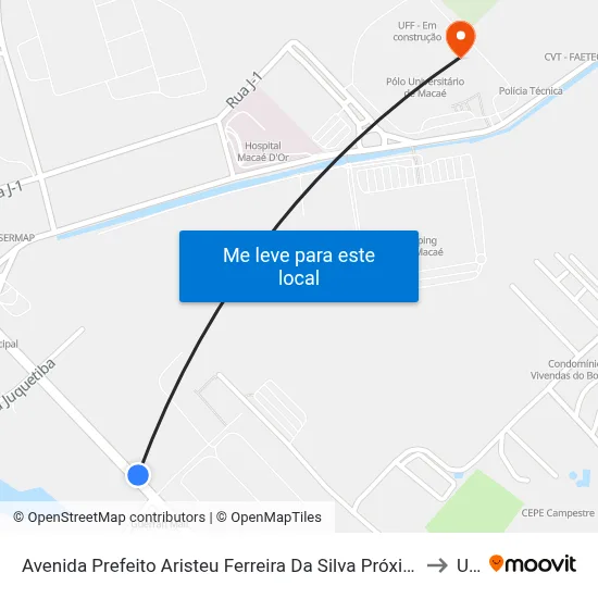 Avenida Prefeito Aristeu Ferreira Da Silva Próximo Ao 1200 to Ufrj map