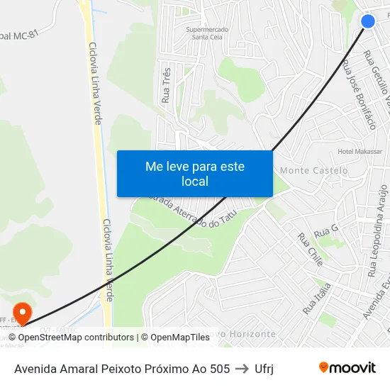 Avenida Amaral Peixoto Próximo Ao 505 to Ufrj map