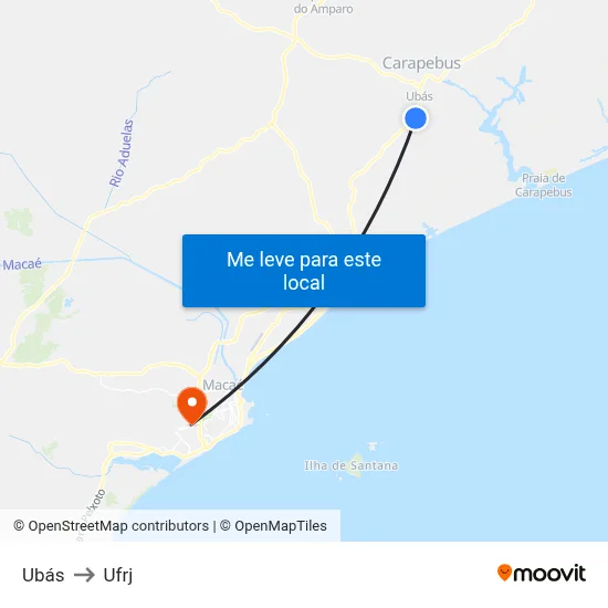 Ubás to Ufrj map