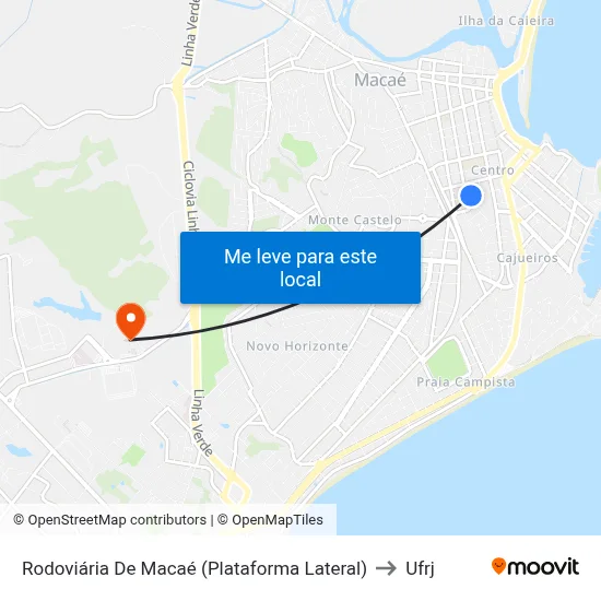 Rodoviária De Macaé (Plataforma Lateral) to Ufrj map