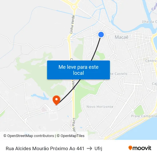 Rua Alcides Mourão Próximo Ao 441 to Ufrj map