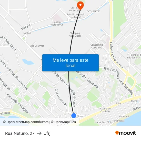 Rua Netuno, 27 to Ufrj map