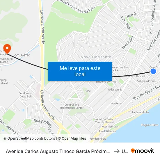Avenida Carlos Augusto Tinoco Garcia Próximo Ao 822 to Ufrj map