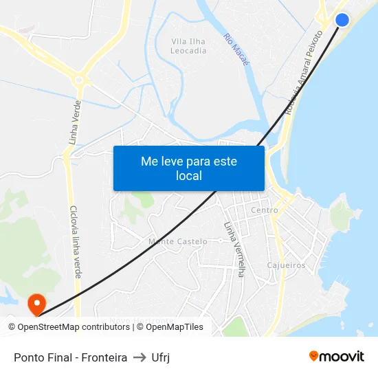 Ponto Final - Fronteira to Ufrj map