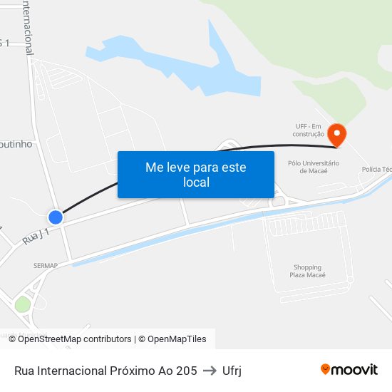 Rua Internacional Próximo Ao 205 to Ufrj map