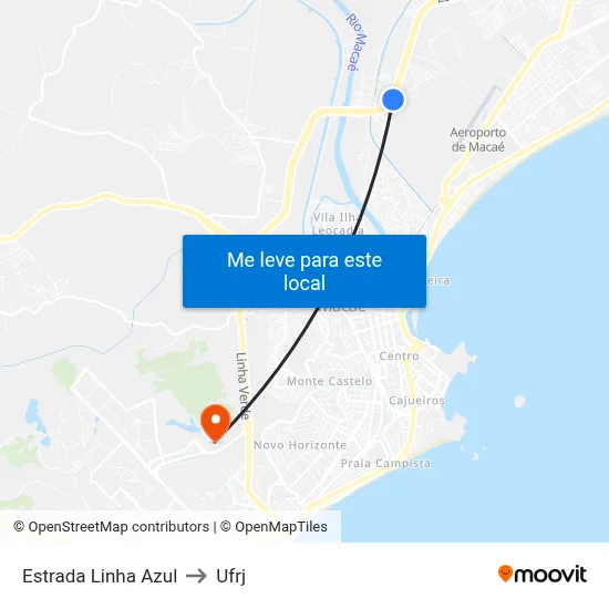 Estrada Linha Azul to Ufrj map