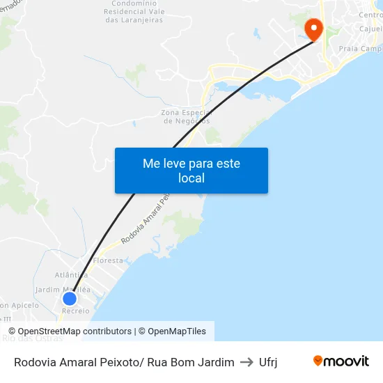 Rodovia Amaral Peixoto/ Rua Bom Jardim to Ufrj map