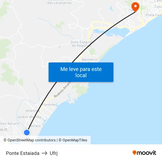 Ponte Estaiada to Ufrj map