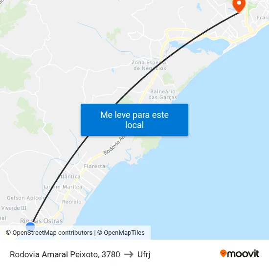 Rodovia Amaral Peixoto, 3780 to Ufrj map