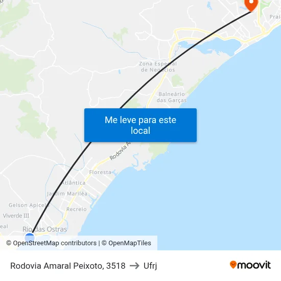 Rodovia Amaral Peixoto, 3518 to Ufrj map