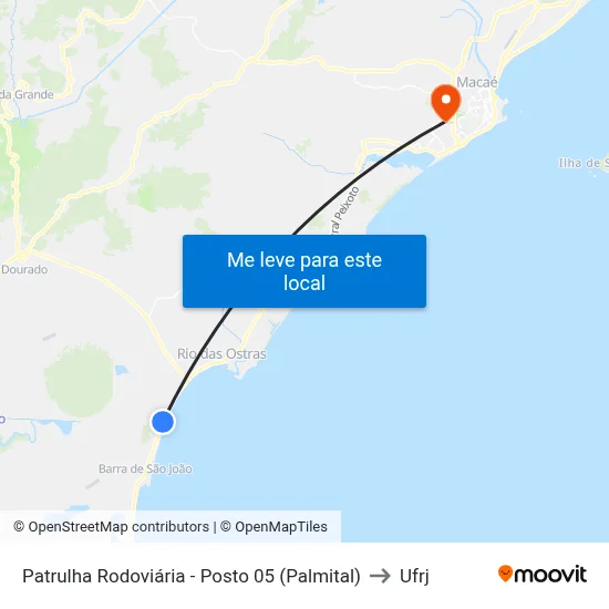 Patrulha Rodoviária - Posto 05 (Palmital) to Ufrj map