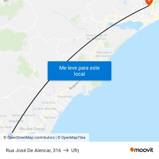 Rua José De Alencar, 316 to Ufrj map