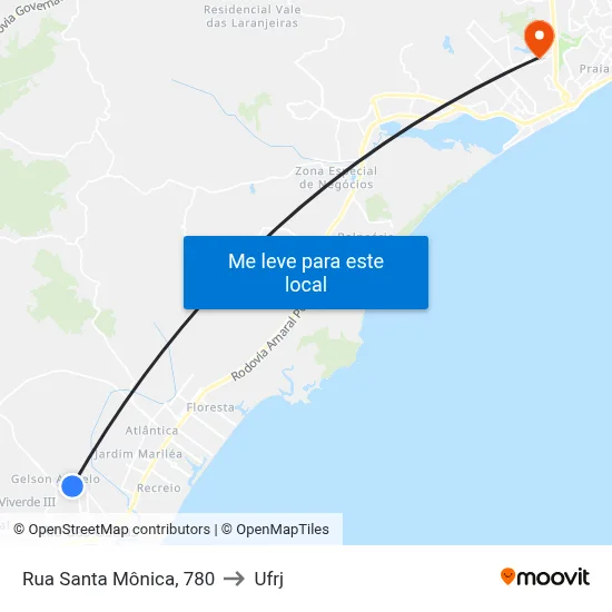 Rua Santa Mônica, 780 to Ufrj map