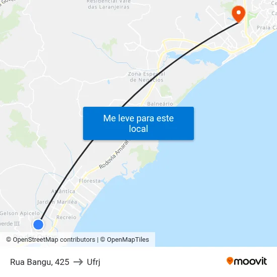 Rua Bangu, 425 to Ufrj map