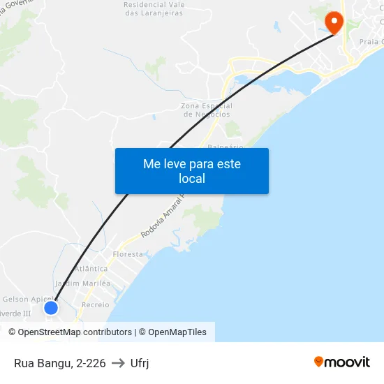 Rua Bangu, 2-226 to Ufrj map