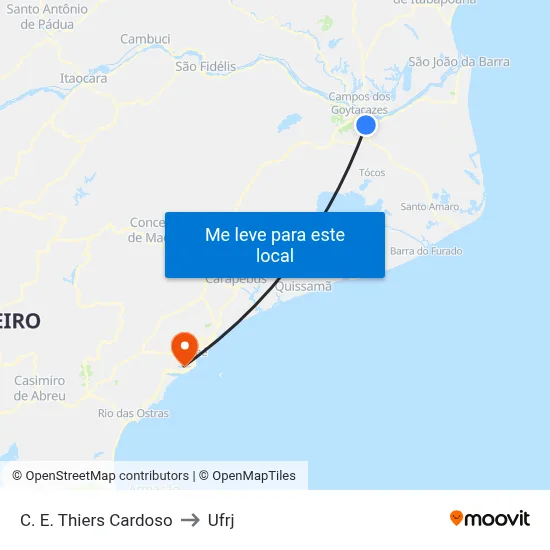 C. E. Thiers Cardoso to Ufrj map