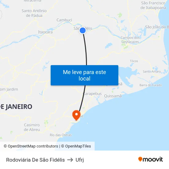 Rodoviária De São Fidélis to Ufrj map