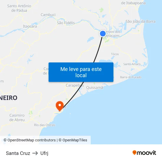 Santa Cruz to Ufrj map