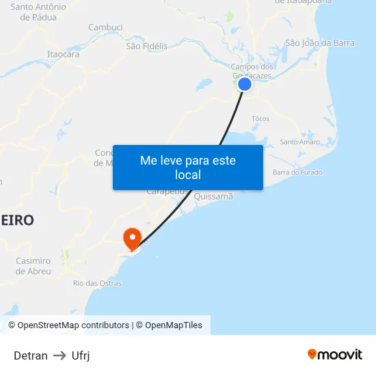 Detran to Ufrj map
