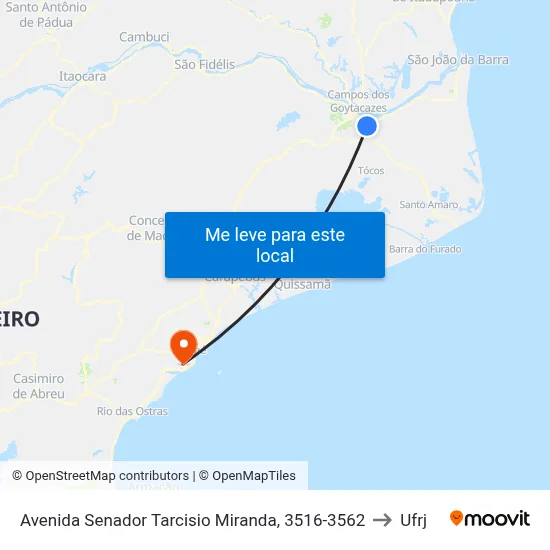 Avenida Senador Tarcisio Miranda, 3516-3562 to Ufrj map