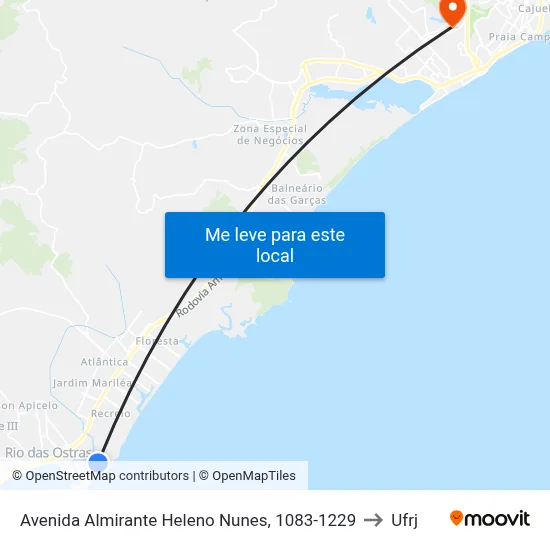 Avenida Almirante Heleno Nunes, 1083-1229 to Ufrj map