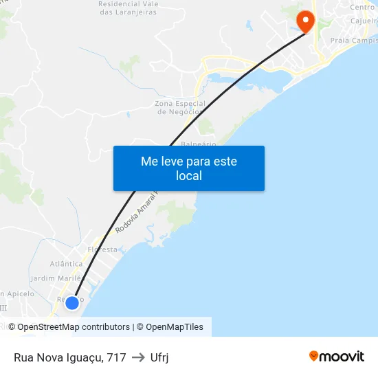 Rua Nova Iguaçu, 717 to Ufrj map