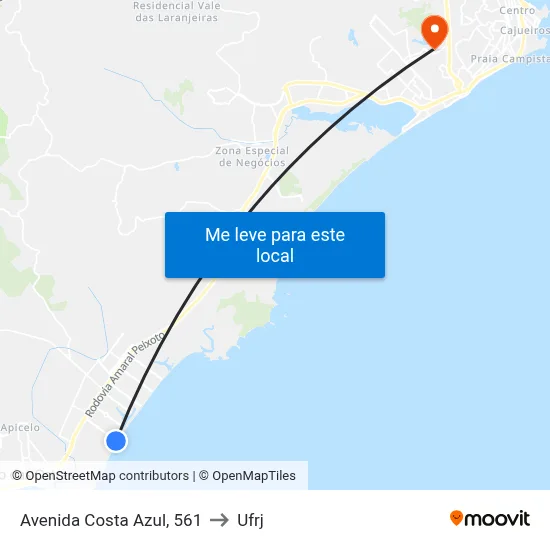 Avenida Costa Azul, 561 to Ufrj map