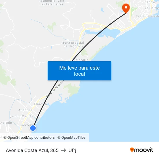 Avenida Costa Azul, 365 to Ufrj map