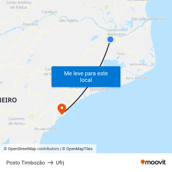 Posto Timbozão to Ufrj map