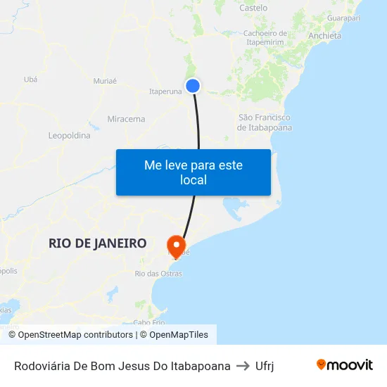 Rodoviária De Bom Jesus Do Itabapoana to Ufrj map