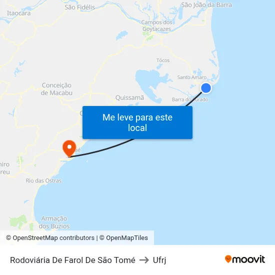 Rodoviária De Farol De São Tomé to Ufrj map