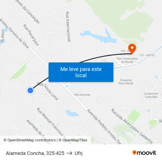 Alameda Concha, 325-425 to Ufrj map