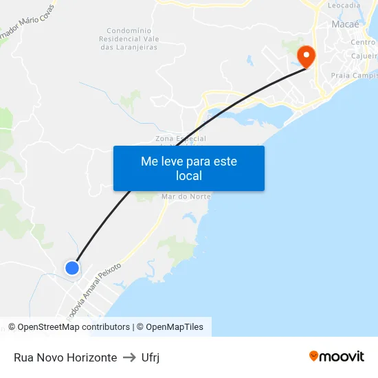 Rua Novo Horizonte to Ufrj map