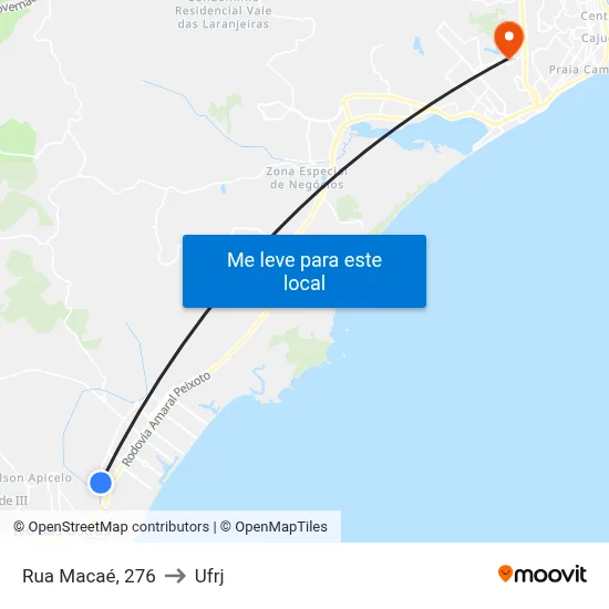 Rua Macaé, 276 to Ufrj map