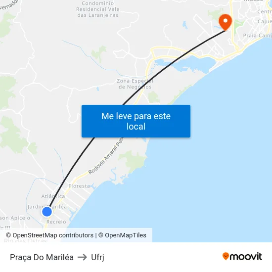 Praça Do Mariléa to Ufrj map