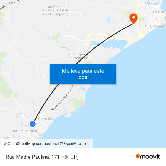 Rua Madre Paulina, 171 to Ufrj map