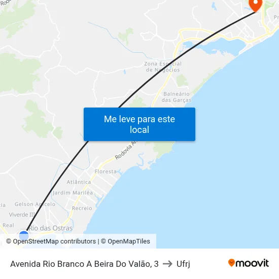Avenida Rio Branco A Beira Do Valão, 3 to Ufrj map