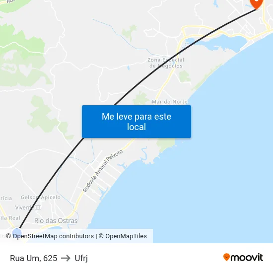 Rua Um, 625 to Ufrj map