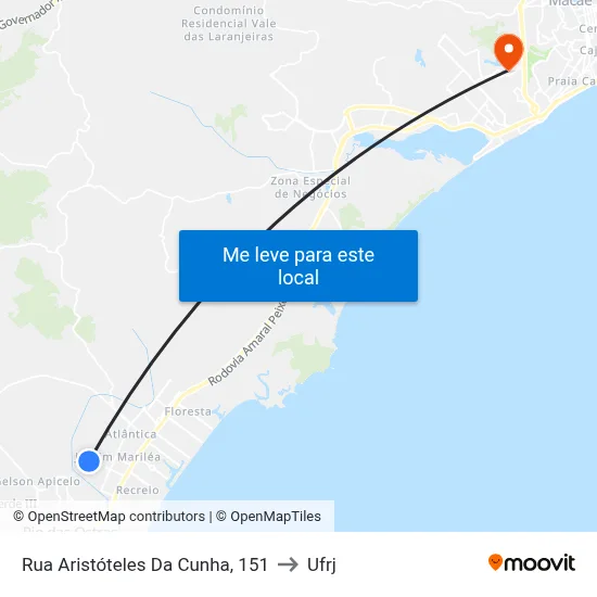 Rua Aristóteles Da Cunha, 151 to Ufrj map