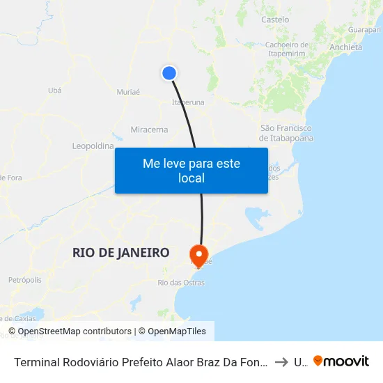 Terminal Rodoviário Prefeito Alaor Braz Da Fonseca (Porciúncula) to Ufrj map