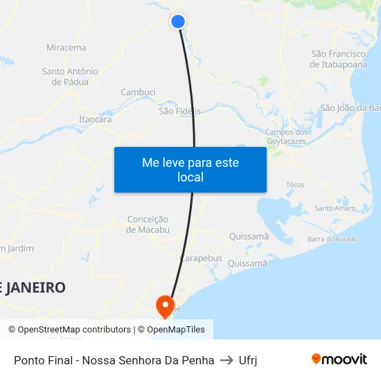 Ponto Final - Nossa Senhora Da Penha to Ufrj map
