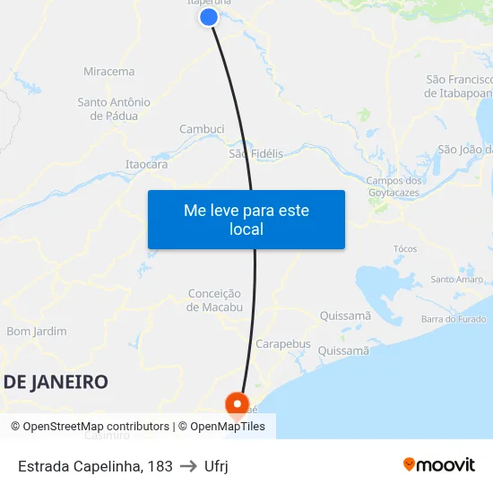 Estrada Capelinha, 183 to Ufrj map